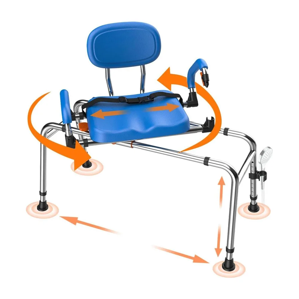 WHLICKS Blue Sliding Shower Transfer Chair — Sliding Shower Chair (Blue)