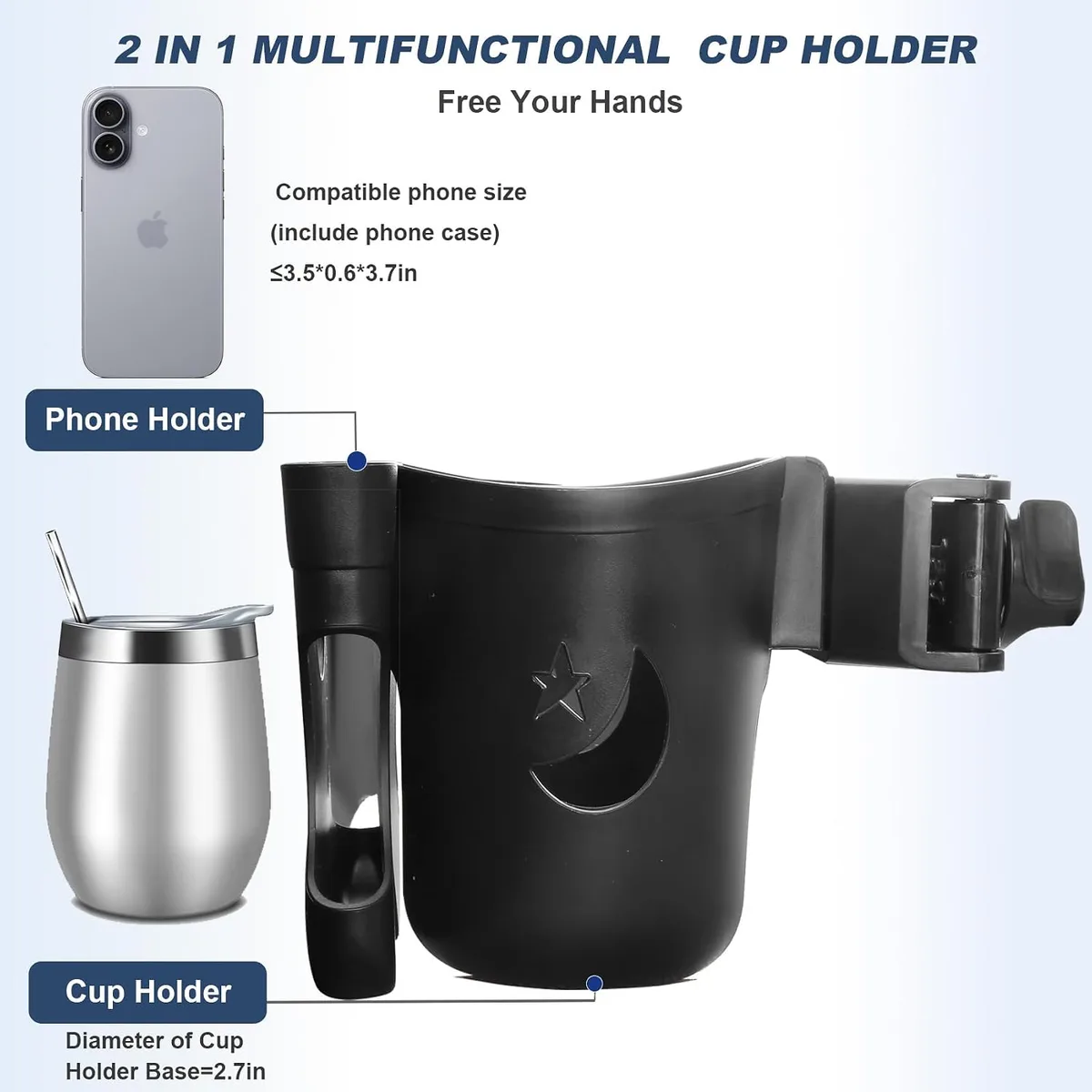 WHLICKS Cup & Phone Holder — Cup holder with phone holder image 2