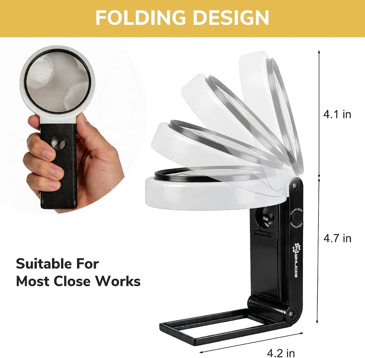 WHLICKS LED Magnifier — White detail image 2