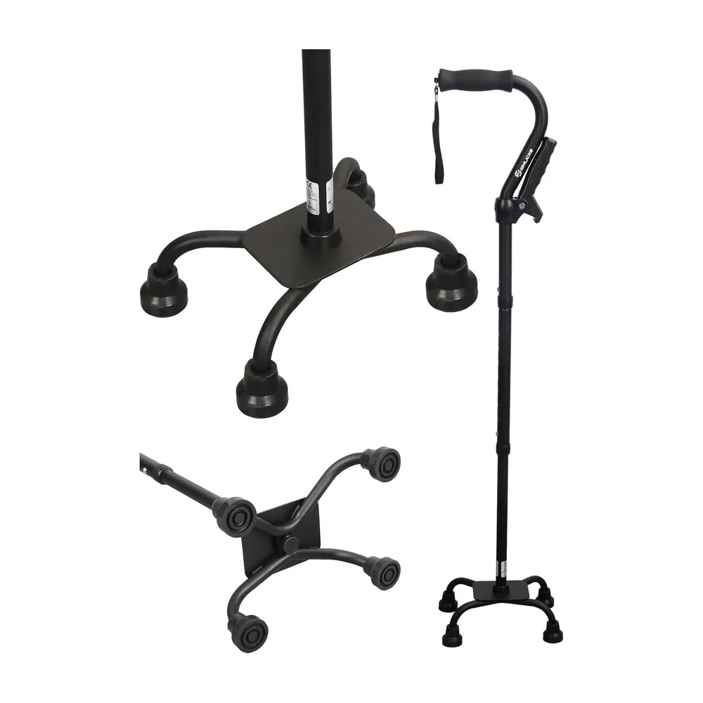 WHLICKS WE05S Dual-Handle Quad Cane — Dark black