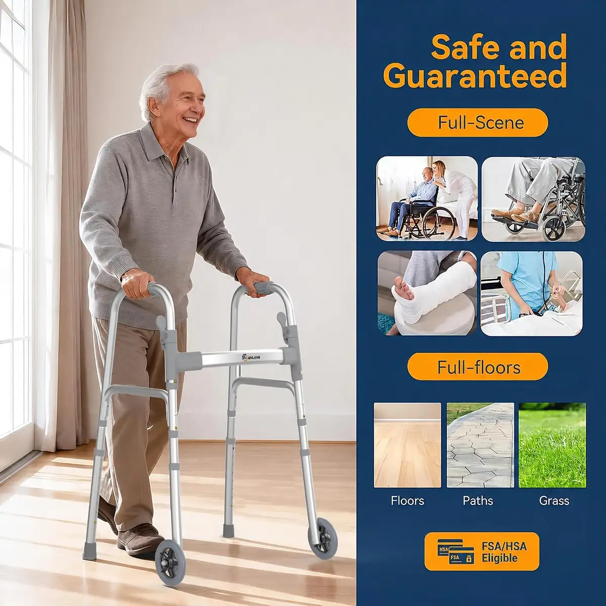 WHLICKS SW10 Folding Walker with Ski Glides — SW10 image 6