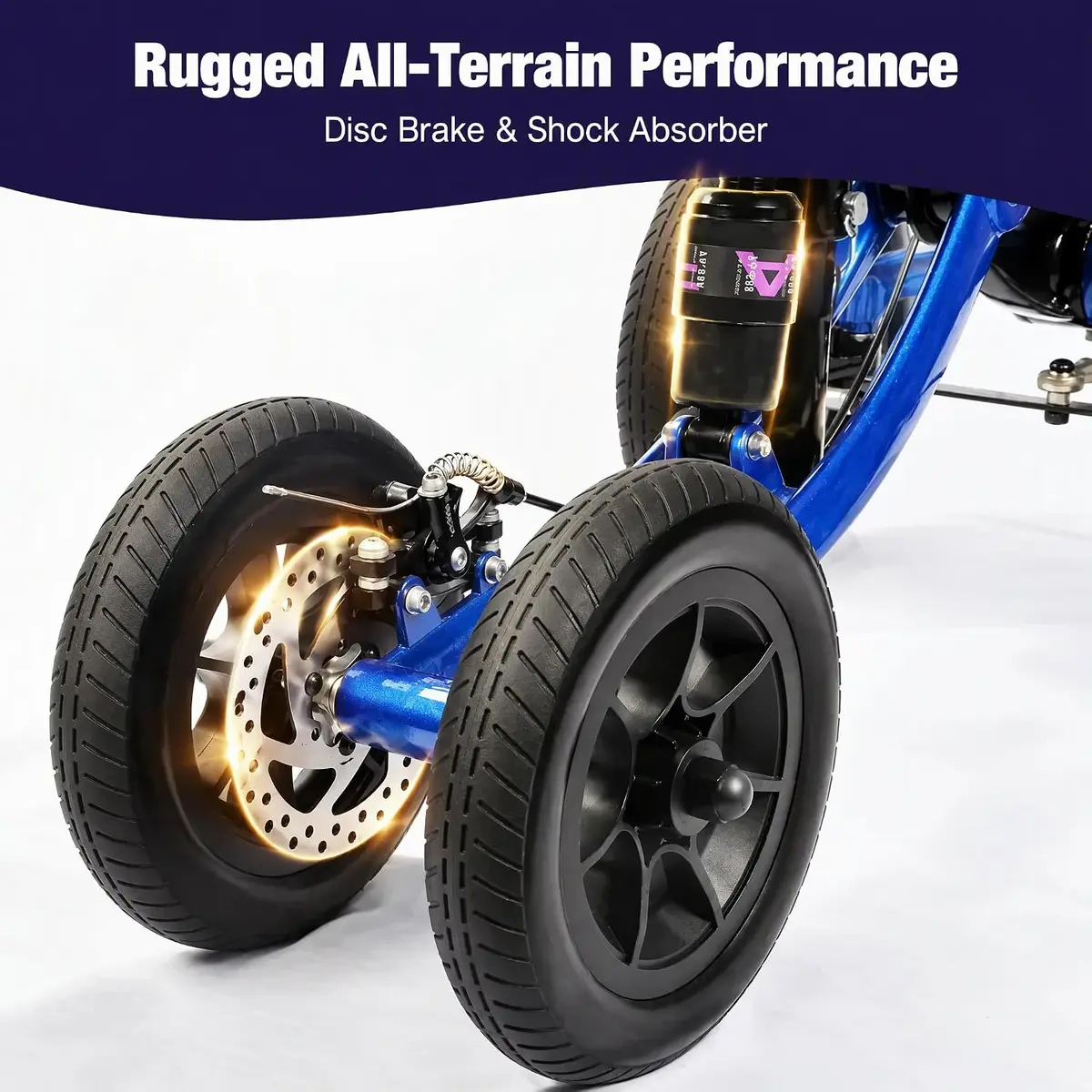 WHLICKS Quad All-Terrain Knee Scooter — Dark Blue image 7