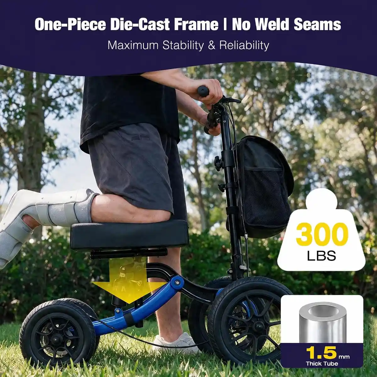 WHLICKS KS04 All-Terrain Knee Scooter — Dark Blue image 2