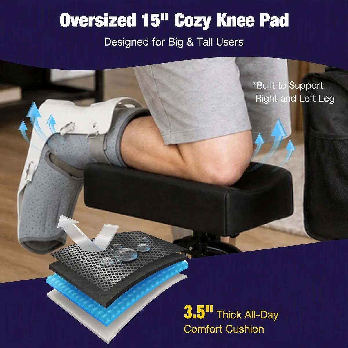 WHLICKS KS04 All-Terrain Knee Scooter — Dark Blue image 4